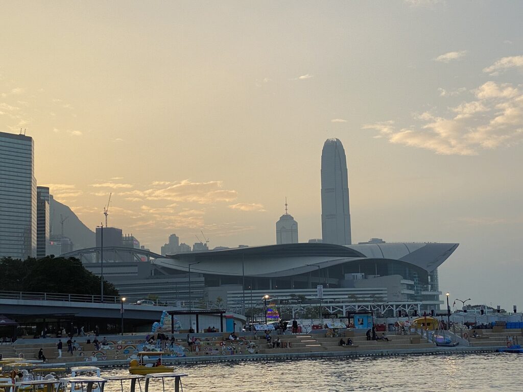 Hong Kong Convention and Exhibition Centre in Wan Chai, venue of the 2026 APEC Finance Ministers Meeting, photographed in 2023