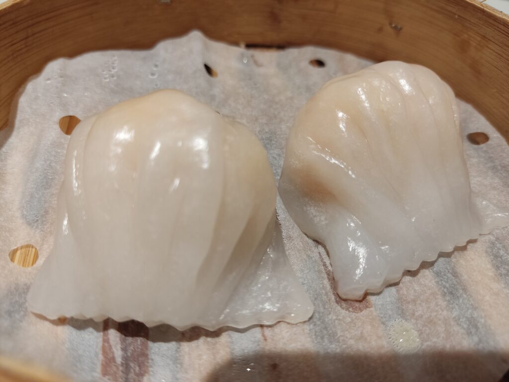 Har gow in a bamboo steamer at a Mong Kok restaurant in 2022; contextual image for dim sum labeling story