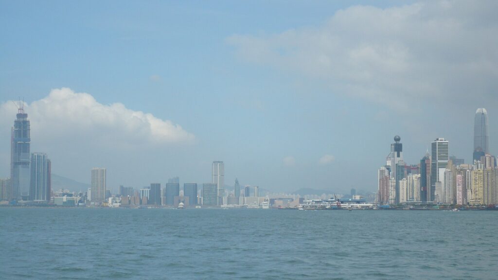 Hong Kong financial district skyline with IFC and ICC