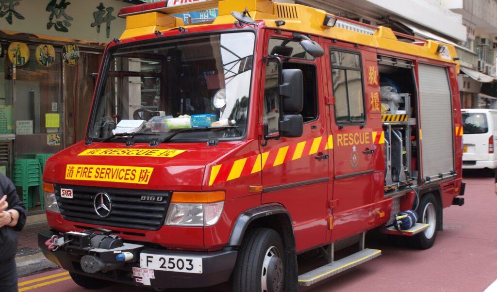 Hong Kong Fire Services Department vehicle in an earlier photograph