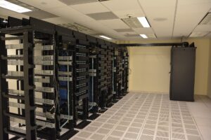 Server racks illustrating Hong Kong PHP security checks; not a government facility