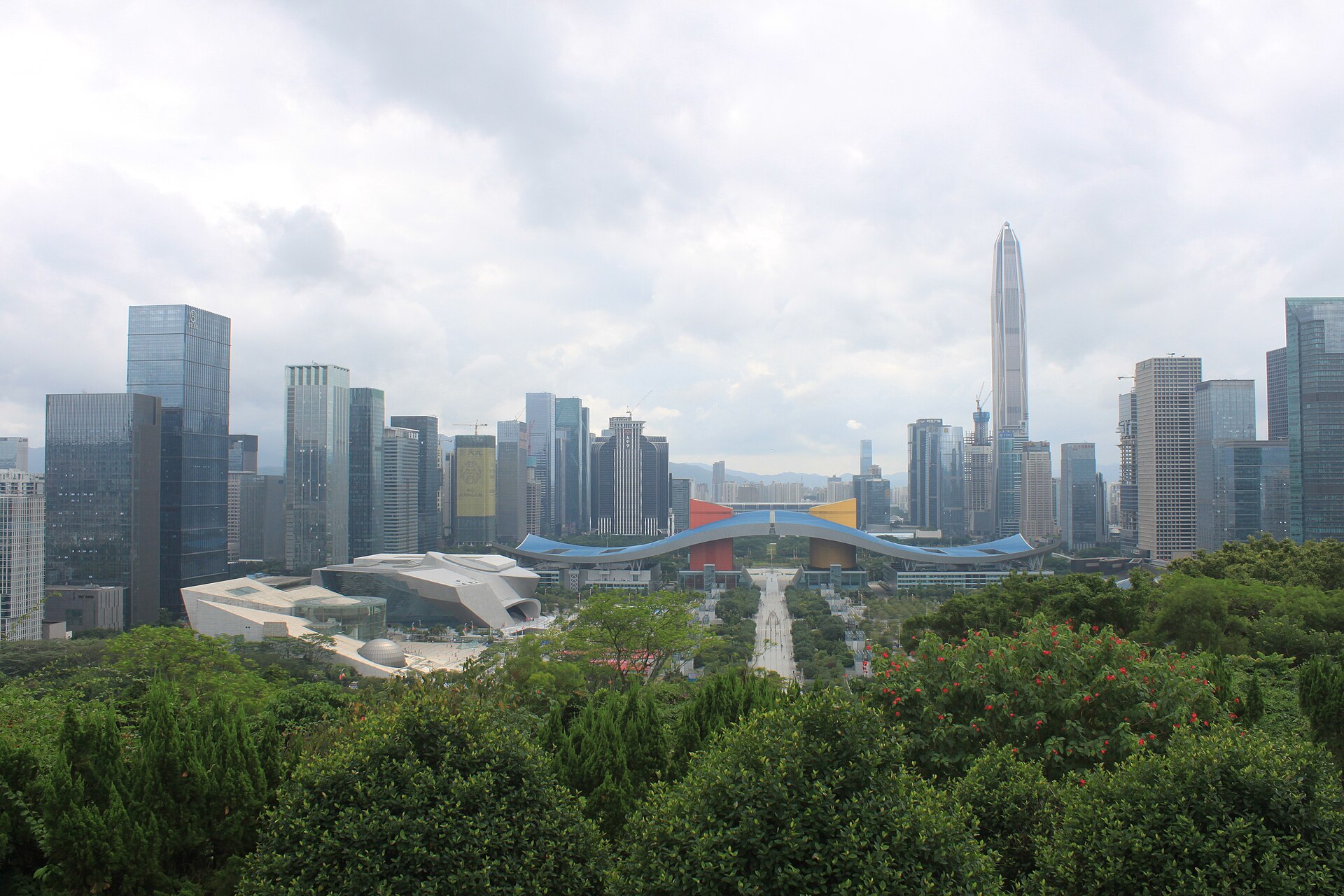 High-rise towers of the Shenzhen skyline in Futian District